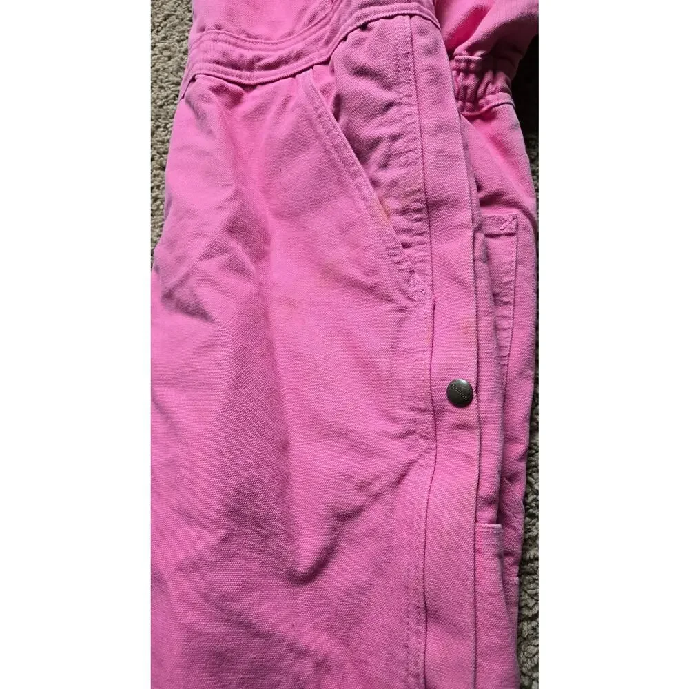Carhartt Womens Pink Insulated Overalls Bib Utility Work Wear 8x32 - Picture 8 of 13